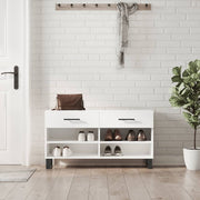 Vidaxl Schuhsofa 102x35x55 cm verarbeitetes Holz Hochglanz weiß - afbeelding 1
