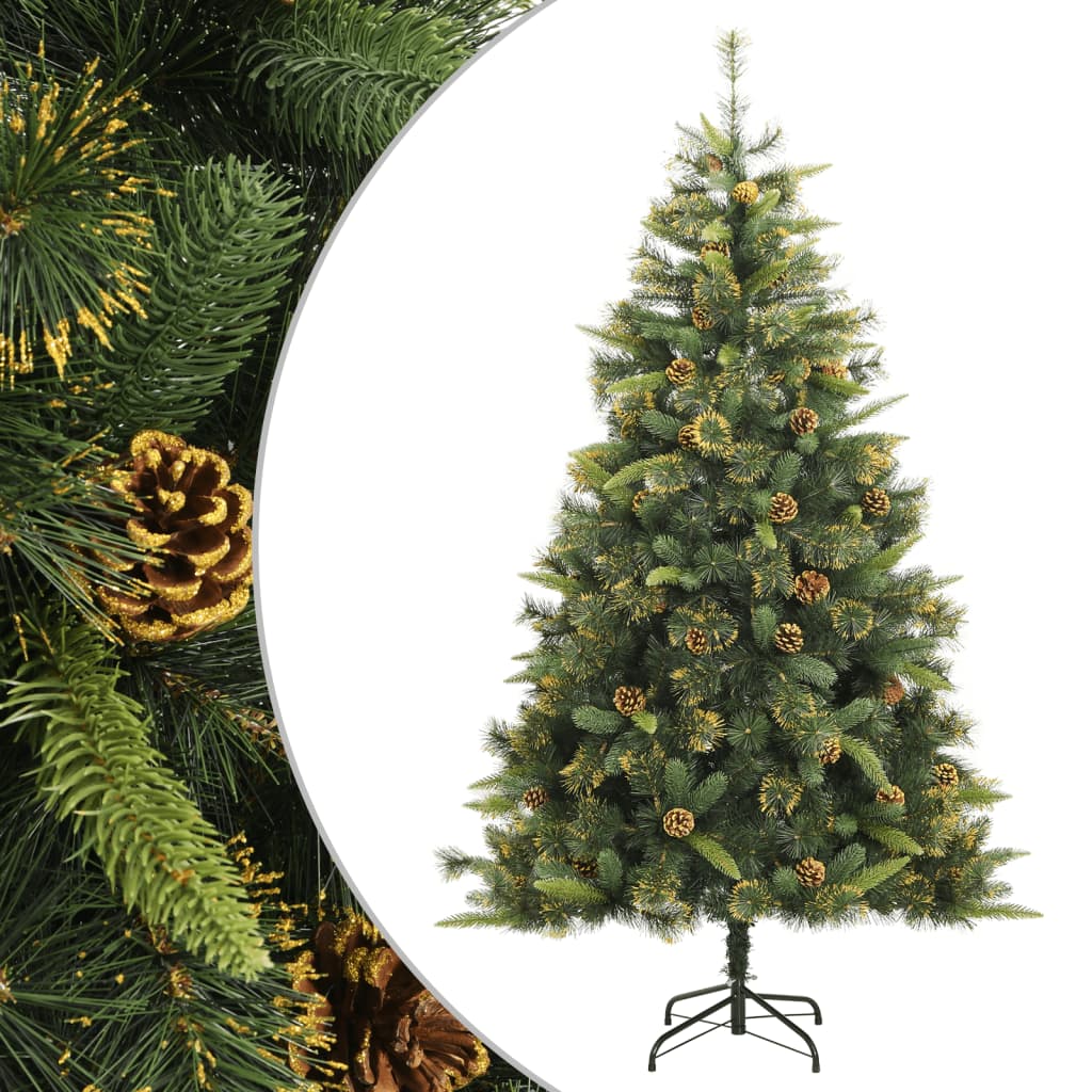 Vidaxl Kunstkerstboom mit Scharnieren und Kiefernkegeln 210 cm