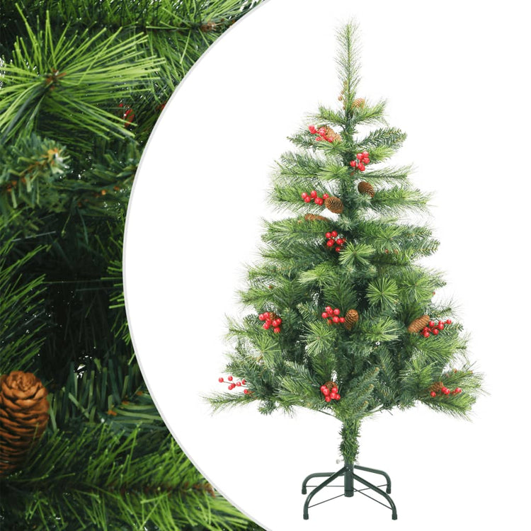 Vidaxl Kunstkerstboom mit Scharnieren Kiefern und Beeren 120 cm