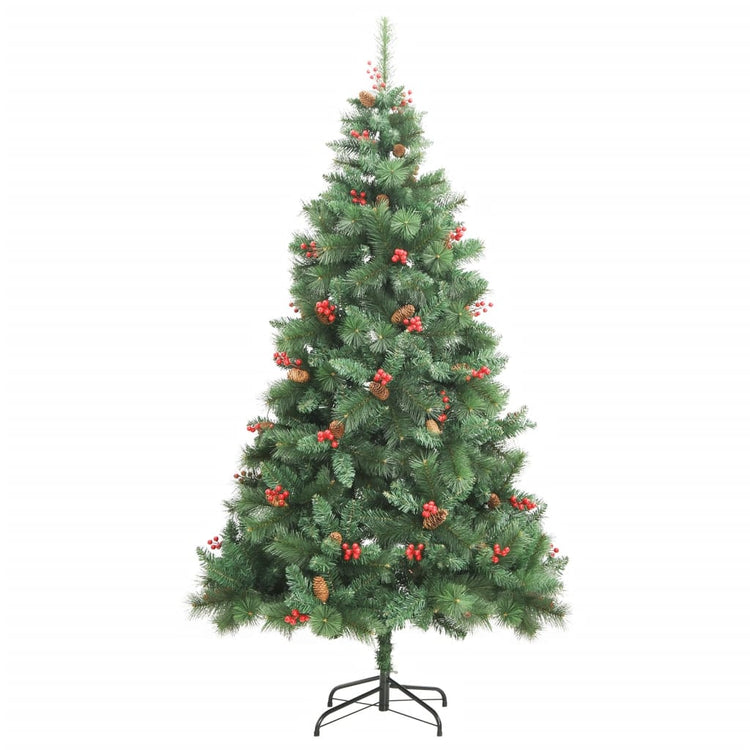 Vidaxl Kunstkerstboom mit Scharnieren Kiefernkegel und Beeren 180 cm