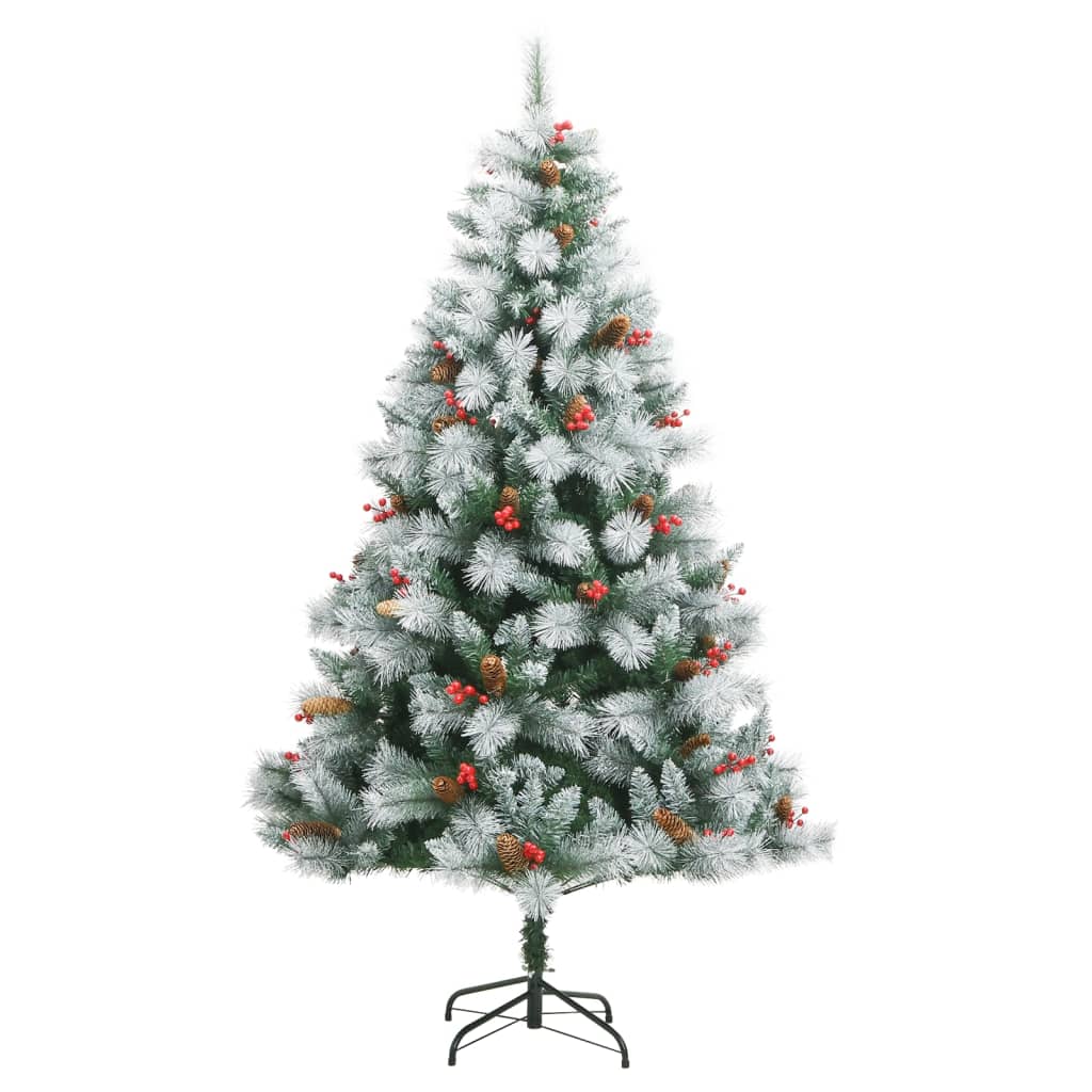 Vidaxl Kunstkerstboom mit Scharnieren Kiefernkegel und Beeren 180 cm