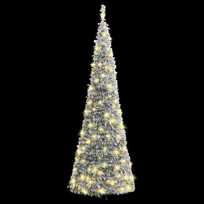 VIDAXL KUNSTKERSTBOOM POP-up mit Schnee 200 LEDs 210 cm