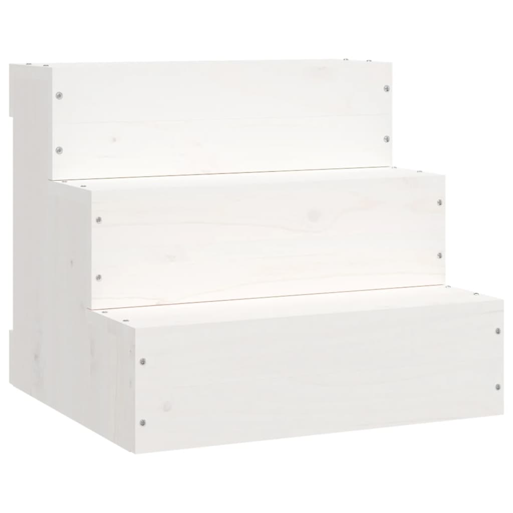 VIDAXL PET -Treppe 40x37,5x35 cm Festkiefer weiß
