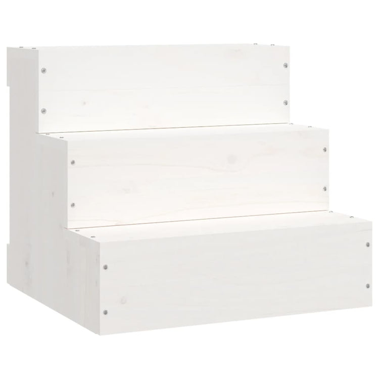 VIDAXL PET -Treppe 40x37,5x35 cm Festkiefer weiß