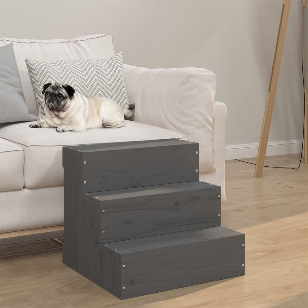 VIDAXL PET -Treppe 40x37,5x35 cm Festkiefergrau