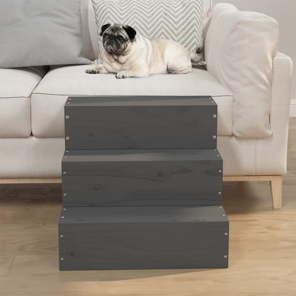 VIDAXL PET -Treppe 40x37,5x35 cm Festkiefergrau