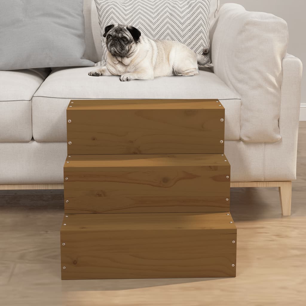 Vidaxl Pet Treppe 40x37,5x35 cm Festkiefer Honigbraun