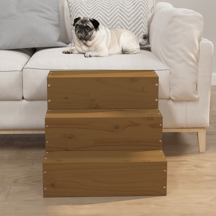 Vidaxl Pet Treppe 40x37,5x35 cm Festkiefer Honigbraun