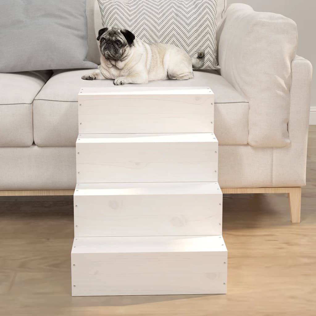 VIDAXL PET -Treppe 40x49x47 cm Festkiefer weiß