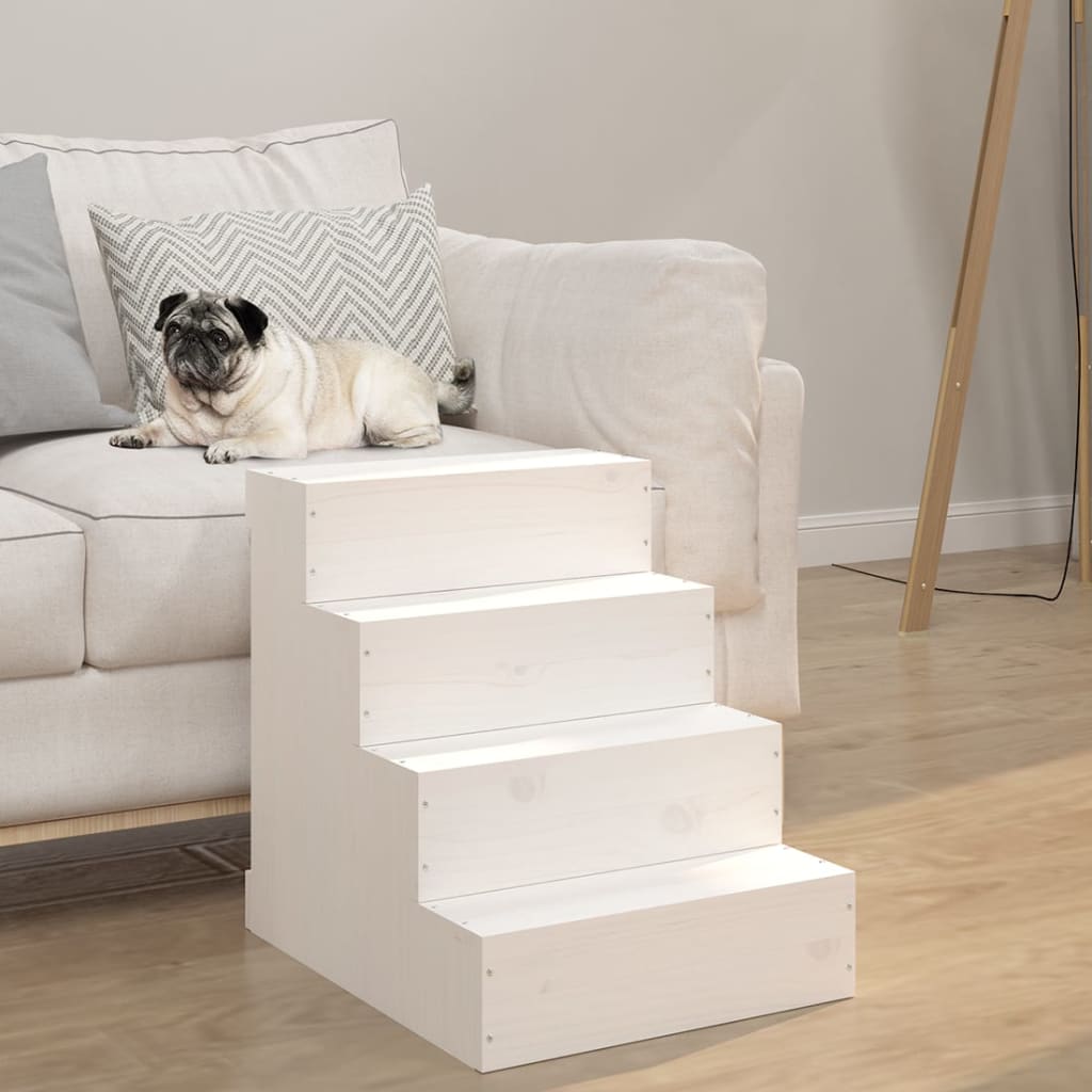 VIDAXL PET -Treppe 40x49x47 cm Festkiefer weiß