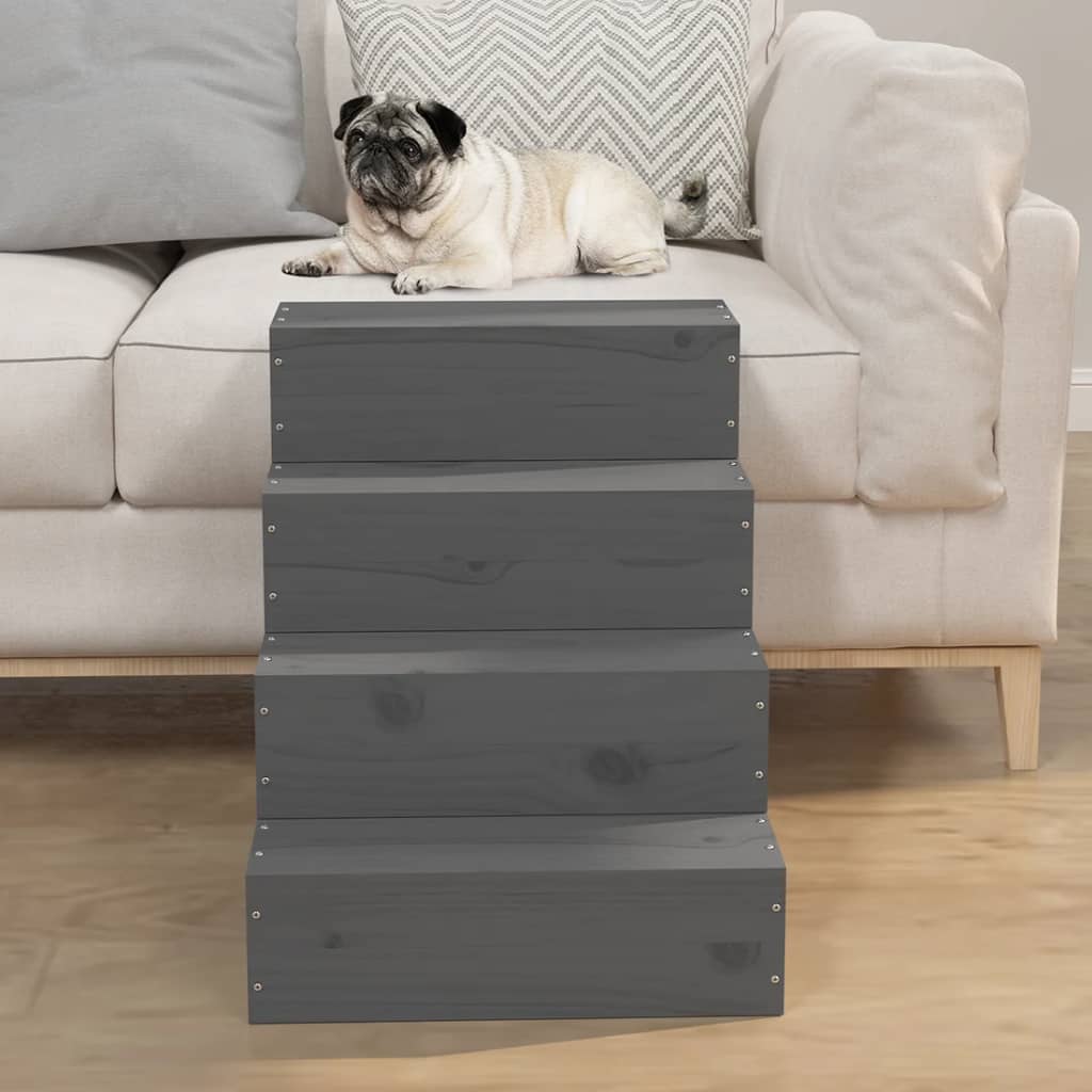 VIDAXL PET -Treppe 40x49x47 cm Festkieferngrau
