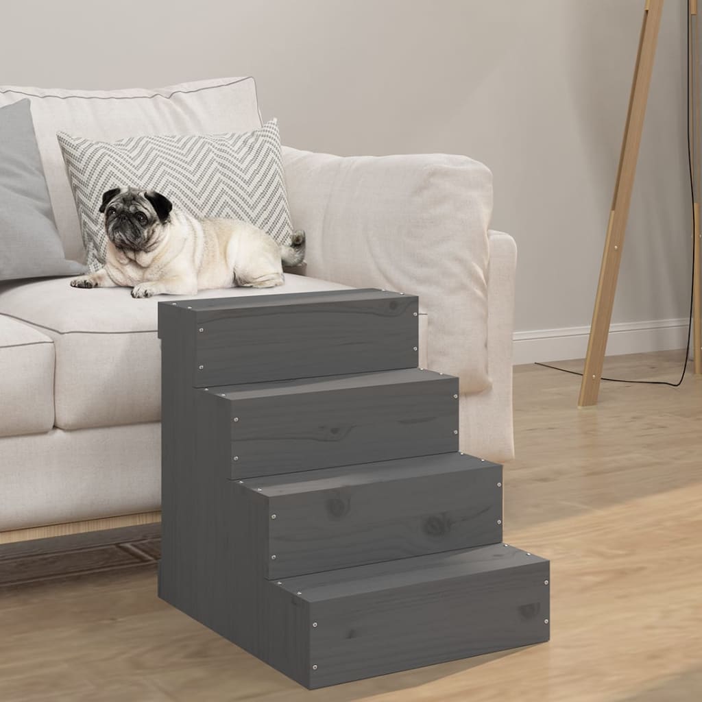 VIDAXL PET -Treppe 40x49x47 cm Festkieferngrau