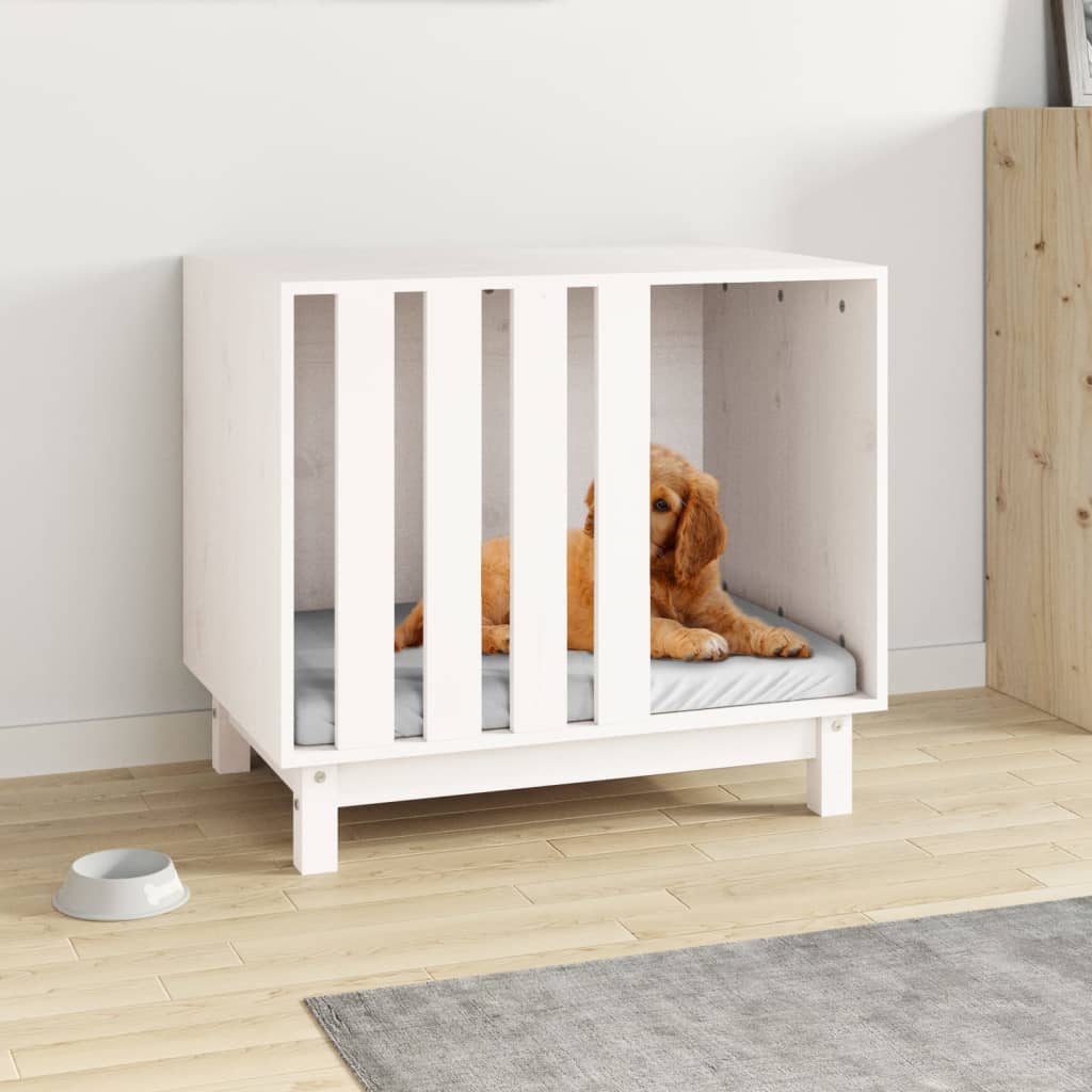 Vidaxl Hund Loft 70x50x62 cm Festkiefer weiß