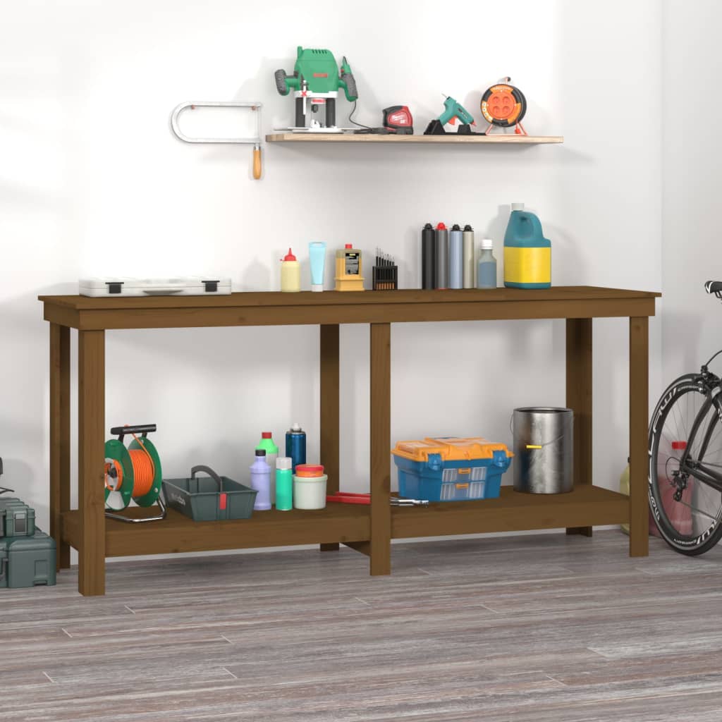 Vidaxl Workbench 180x50x80 cm Festkiefer Honigbraun