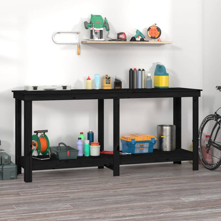 Vidaxl Workbench 180x50x80 cm Festkiefer schwarz