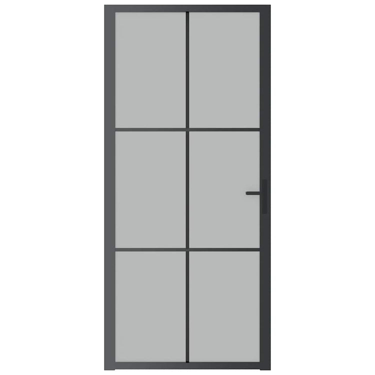 Vidaxl Innenür 93x201,5 cm Mattglas und Aluminiumschwarz