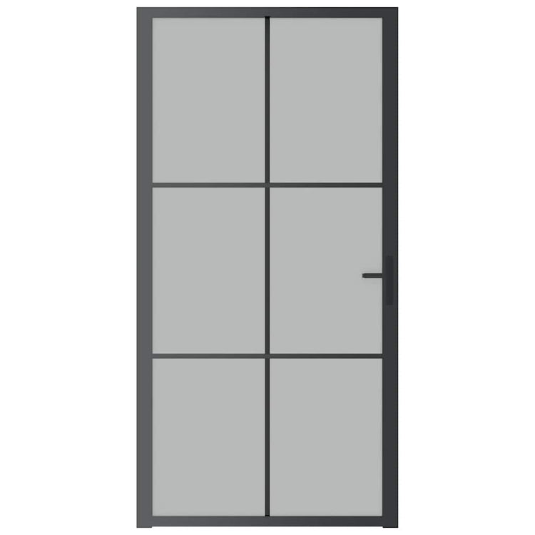 VIDAXL Innenür 102,5x201,5 cm Mattglas und Aluminiumschwarz
