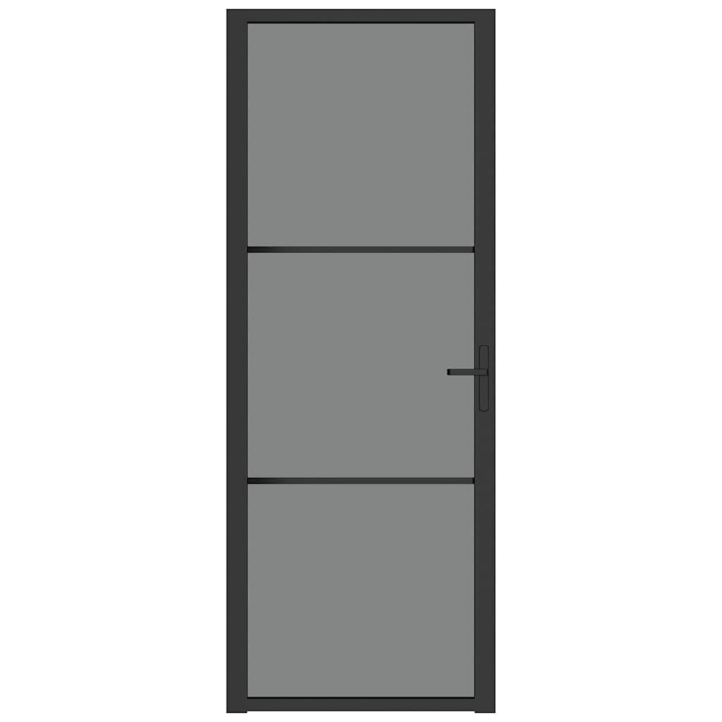 VIDAXL Innenür 76x201,5 cm ESG -Glas und Aluminiumschwarz