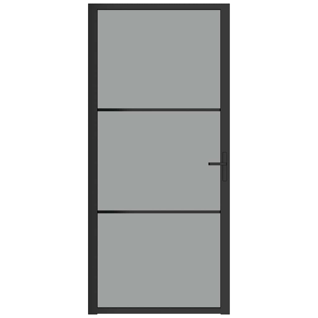 Vidaxl Innenür 93x201,5 cm ESG -Glas und Aluminiumschwarz