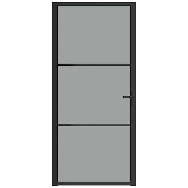 Vidaxl Innenür 93x201,5 cm ESG -Glas und Aluminiumschwarz