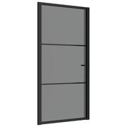 VIDAXL Innenür 102,5x201,5 cm ESG -Glas und Aluminiumschwarz - afbeelding 2