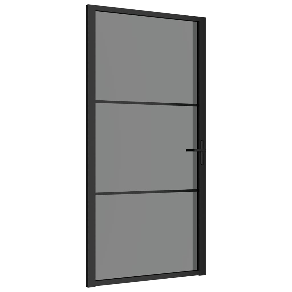 VIDAXL Innenür 102,5x201,5 cm ESG -Glas und Aluminiumschwarz