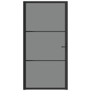 VIDAXL Innenür 102,5x201,5 cm ESG -Glas und Aluminiumschwarz - afbeelding 3