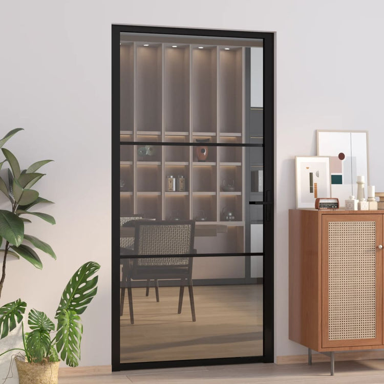 VIDAXL Innenür 102,5x201,5 cm ESG -Glas und Aluminiumschwarz