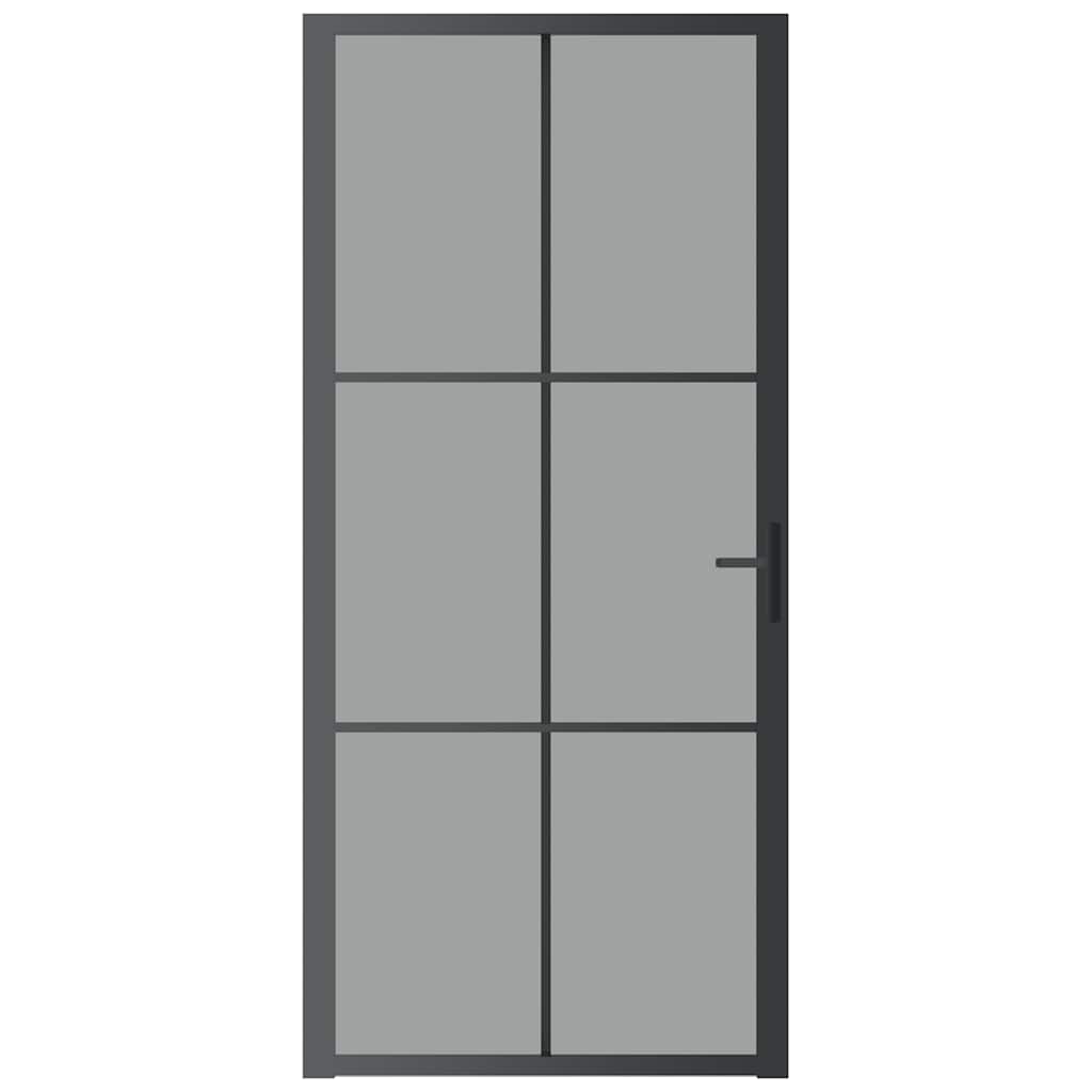Vidaxl Innenür 93x201,5 cm ESG -Glas und Aluminiumschwarz