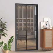 VIDAXL Innenür 102,5x201,5 cm ESG -Glas und Aluminiumschwarz - afbeelding 1