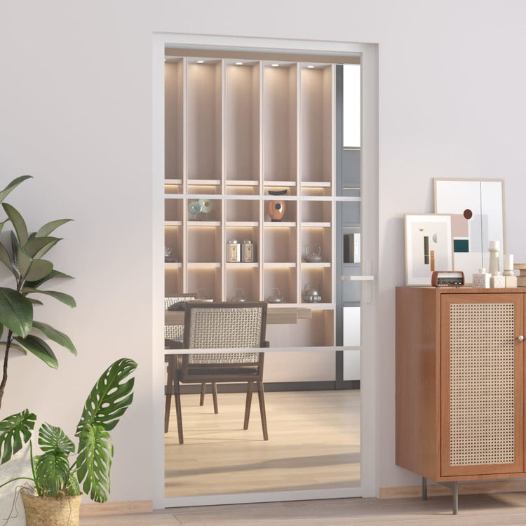 VIDAXL Innenür 102,5x201,5 cm ESG -Glas und Aluminium weiß