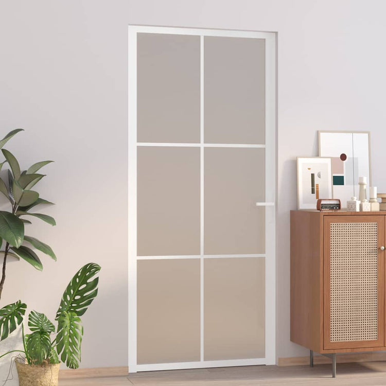Vidaxl Innenür 93x201,5 cm Mattglas und Aluminium weiß