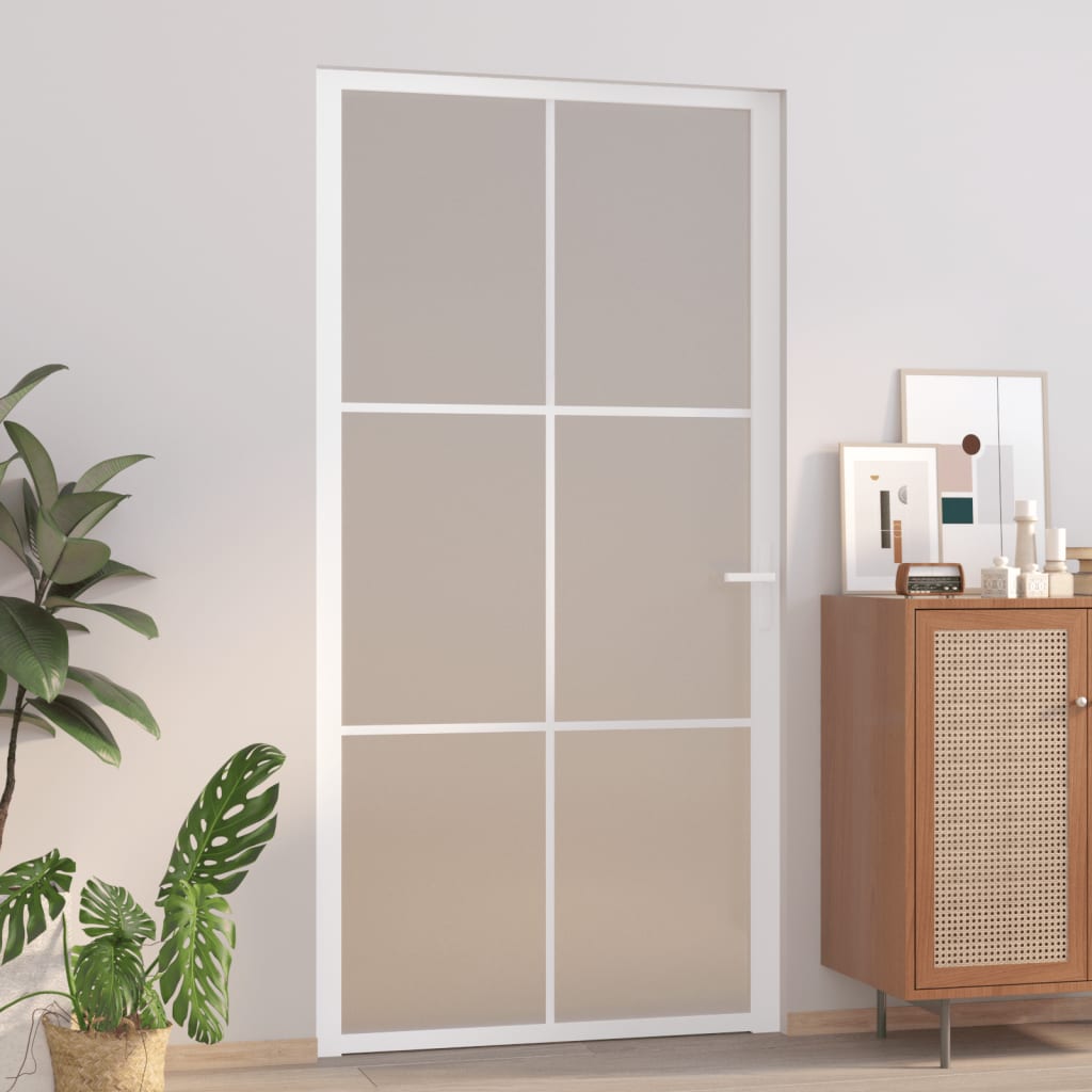VIDAXL Innenür 102,5x201,5 cm Mattglas und Aluminium weiß