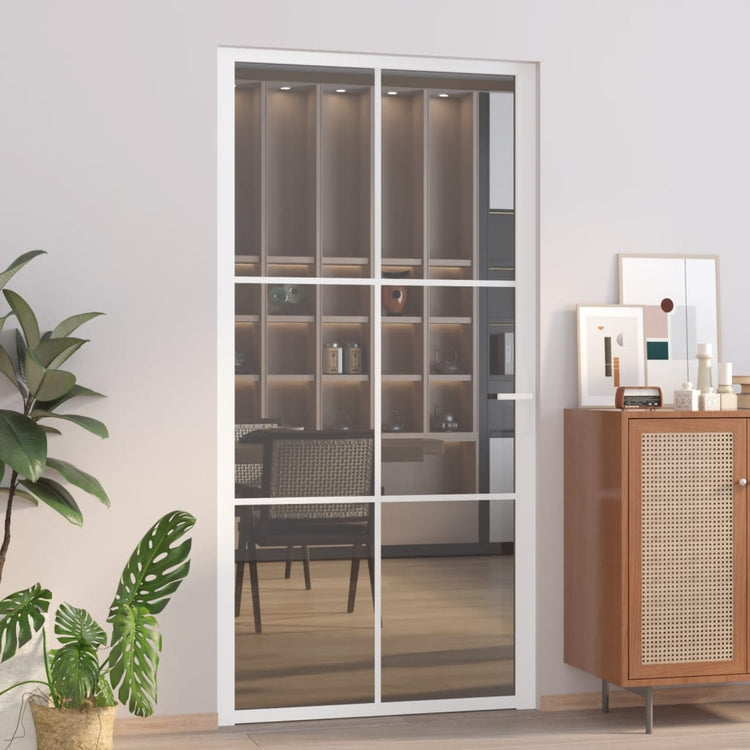 VIDAXL Innenür 102,5x201,5 cm ESG -Glas und Aluminium weiß