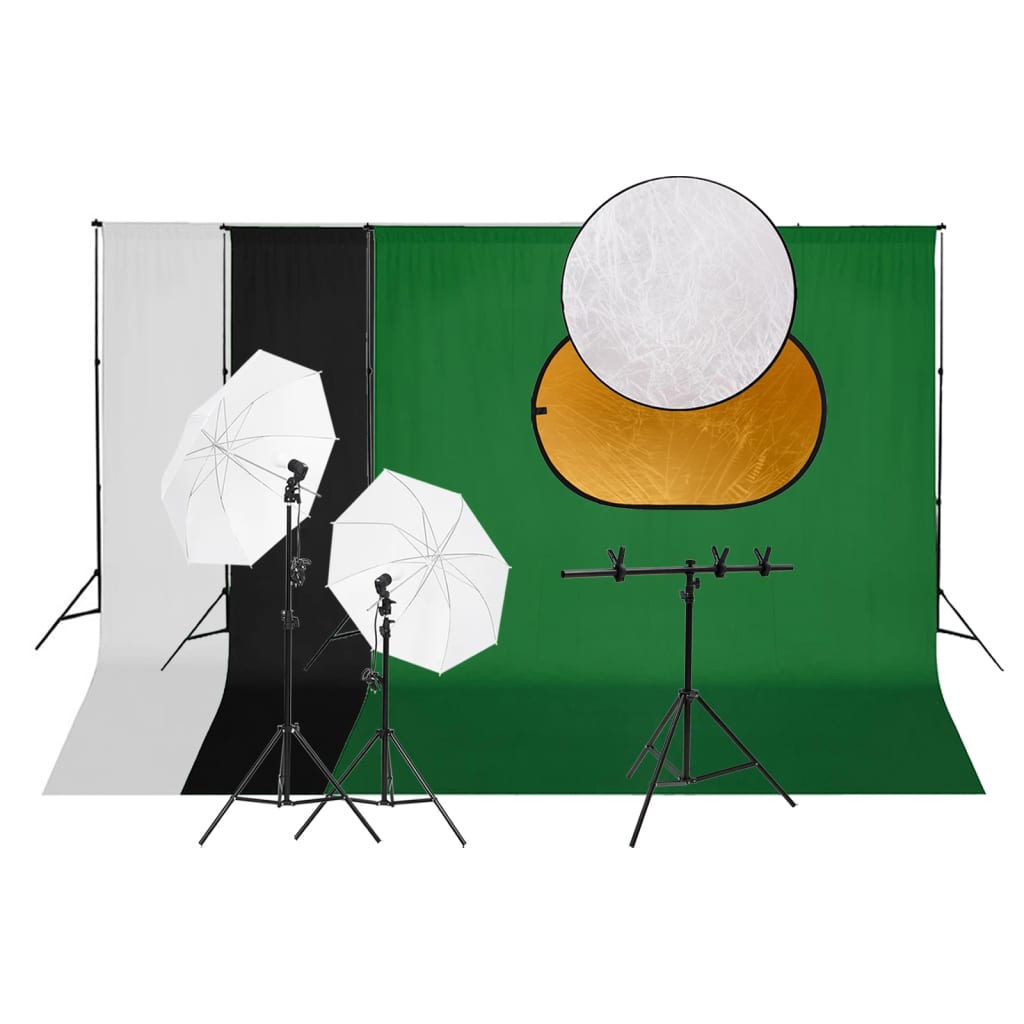 Vidaxl Photo Studio Set mit Beleuchtungssatz Hintergrund und Reflektor