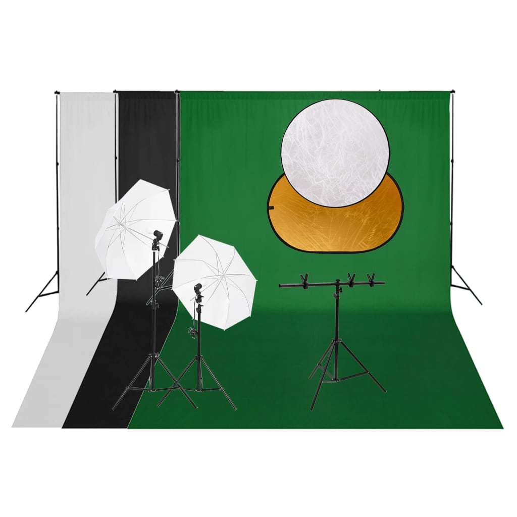 Vidaxl Photo Studio Set mit Beleuchtungssatz Hintergrund und Reflektor