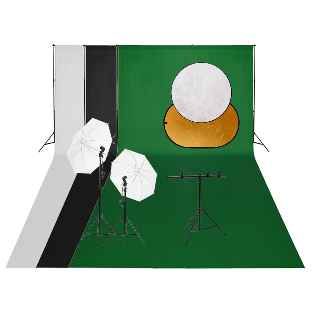 Vidaxl Photo Studio Set mit Beleuchtungssatz Hintergrund und Reflektor