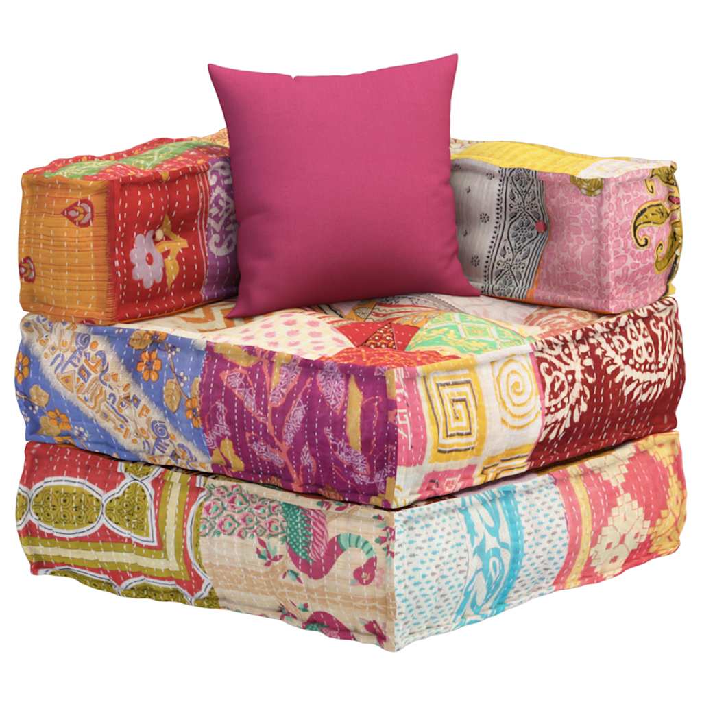 Vidaxl Pouf Modular mit Kissen Patchwork Stoff