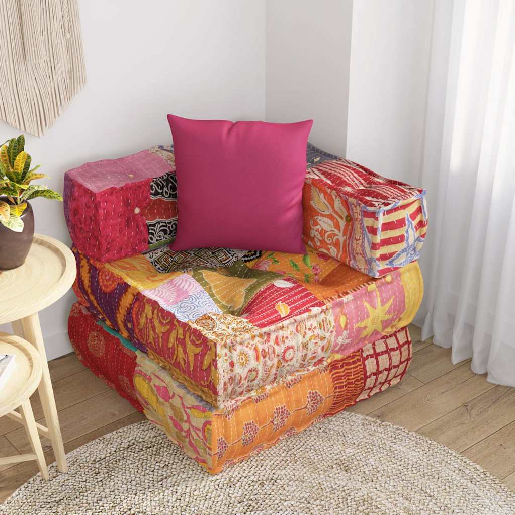 Vidaxl Pouf Modular mit Kissen Patchwork Stoff