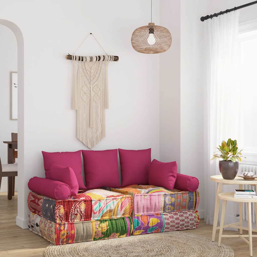 Vidaxl 7-teilig dekoratives Kissen Set Stoff rosa
