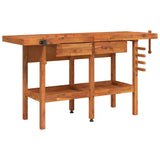 Vidaxl Workbench mit Schubladen und Bankschrauben 162x62x83 cm Acaciahout - afbeelding 2