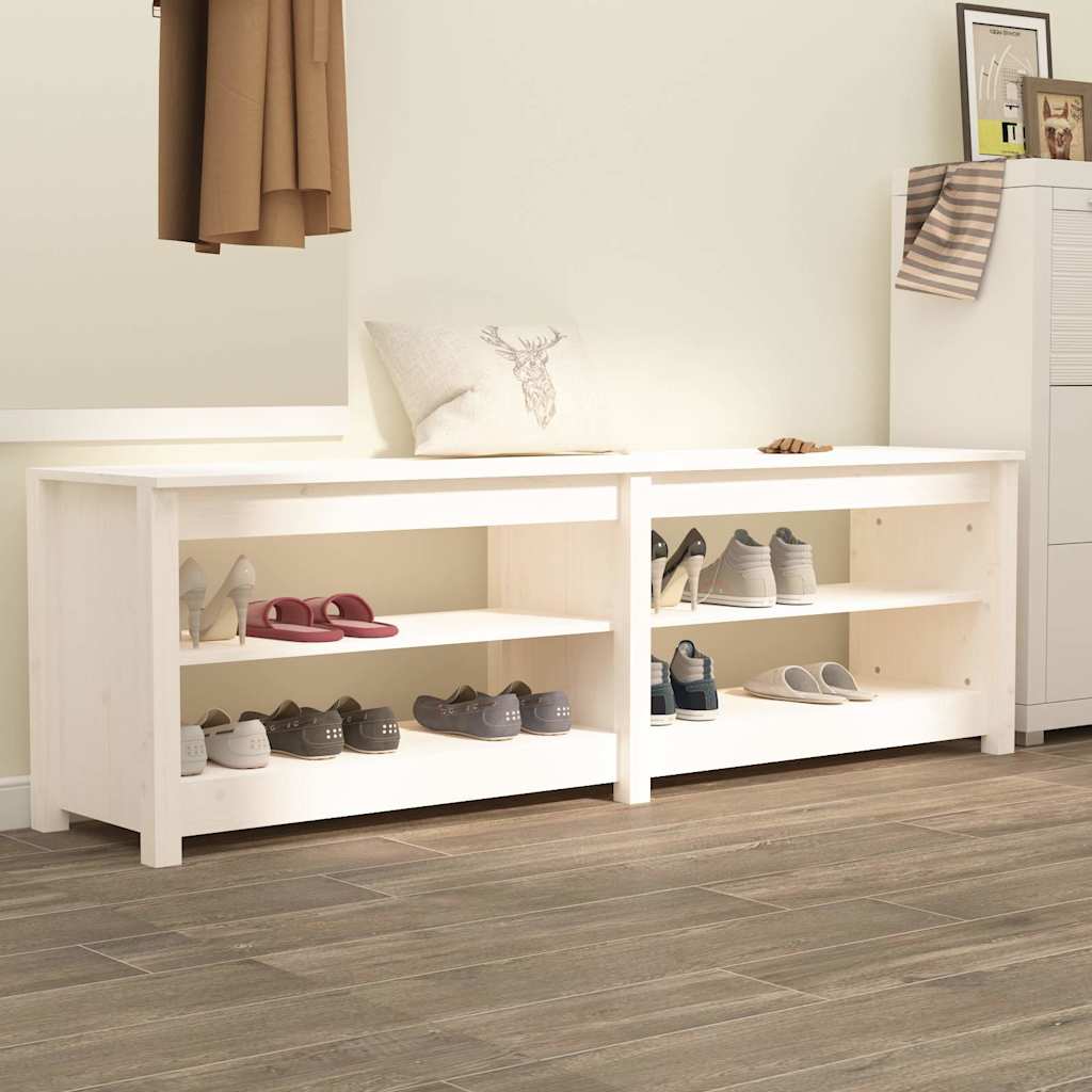 Vidaxl -Schuhsofa 160x36.5x50 cm Festkiefer weiß