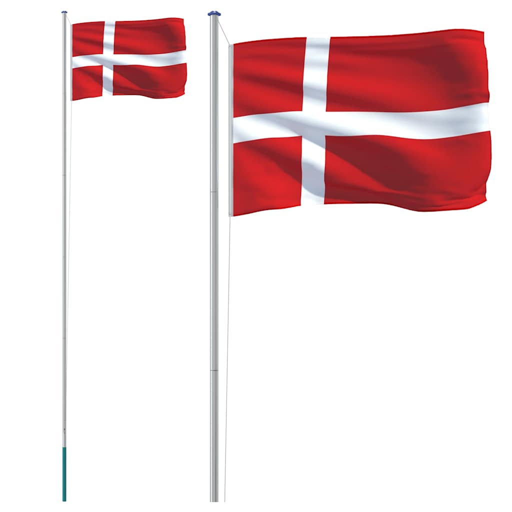 VIDAXL -Flag mit Flaggmast Dänemark 6,23 m Aluminium