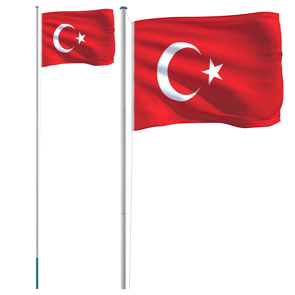 Vidaxl Flagge mit Fahnenmast Türkei 6,08 m Aluminium