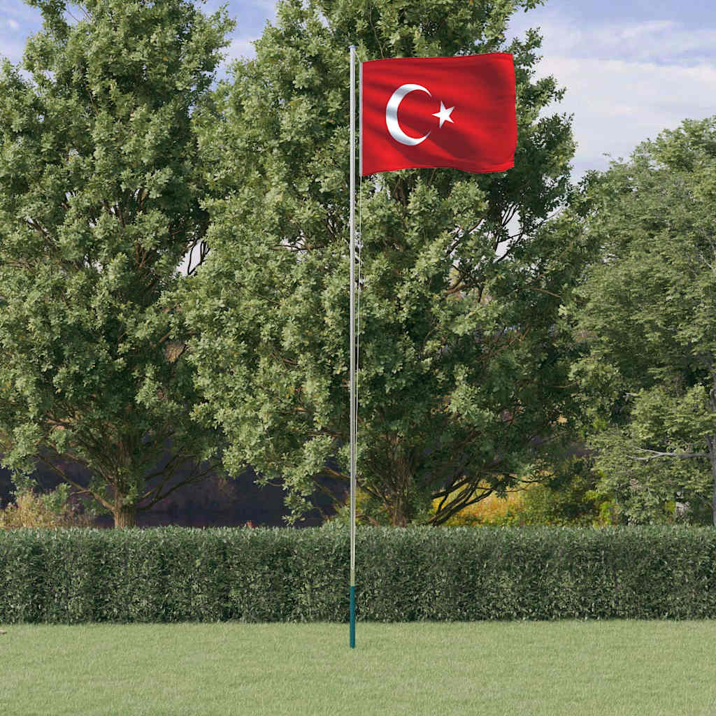 Vidaxl Flagge mit Fahnenmast Türkei 6,08 m Aluminium