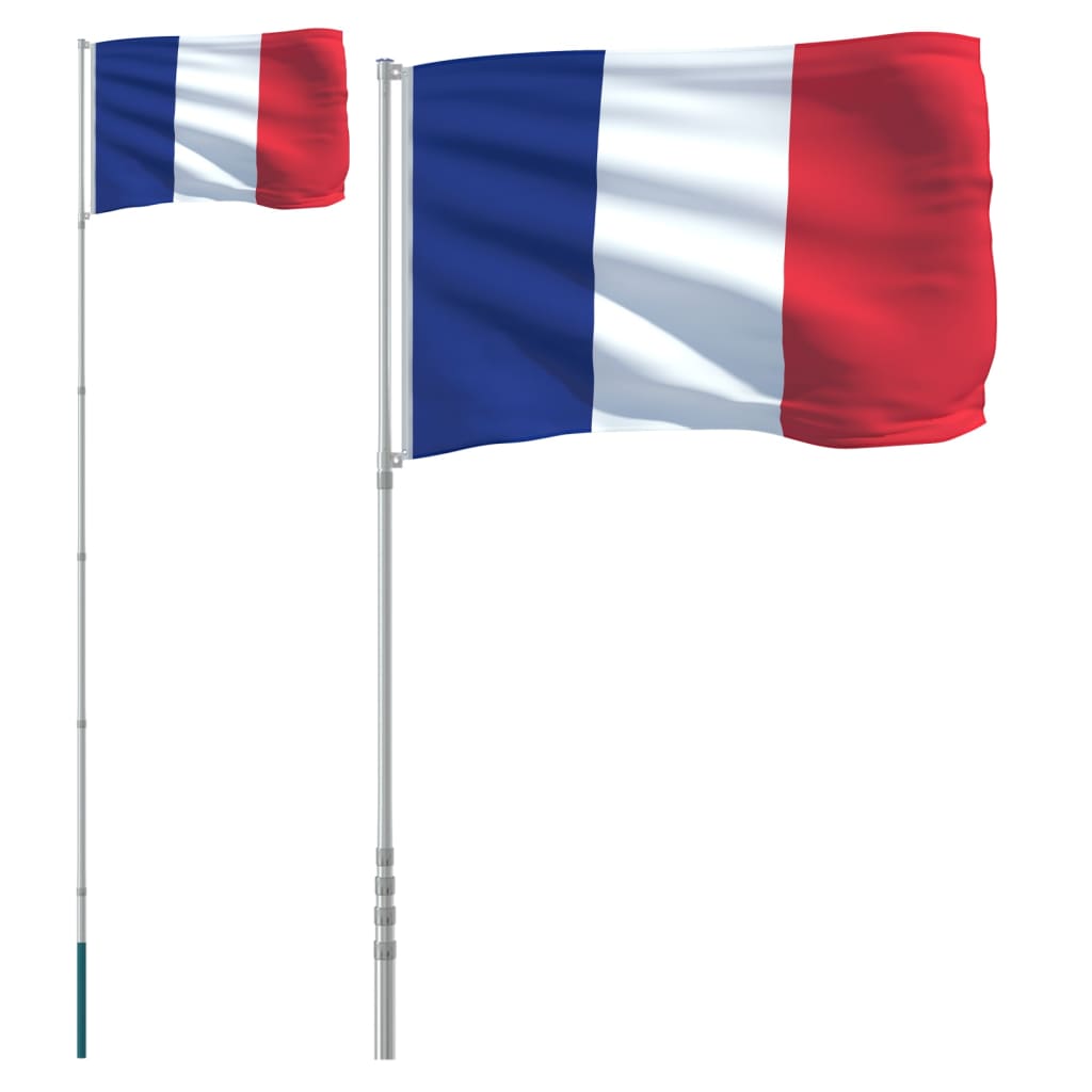 VIDAXL -Flag mit Flaggmast Frankreich 5,55 m Aluminium