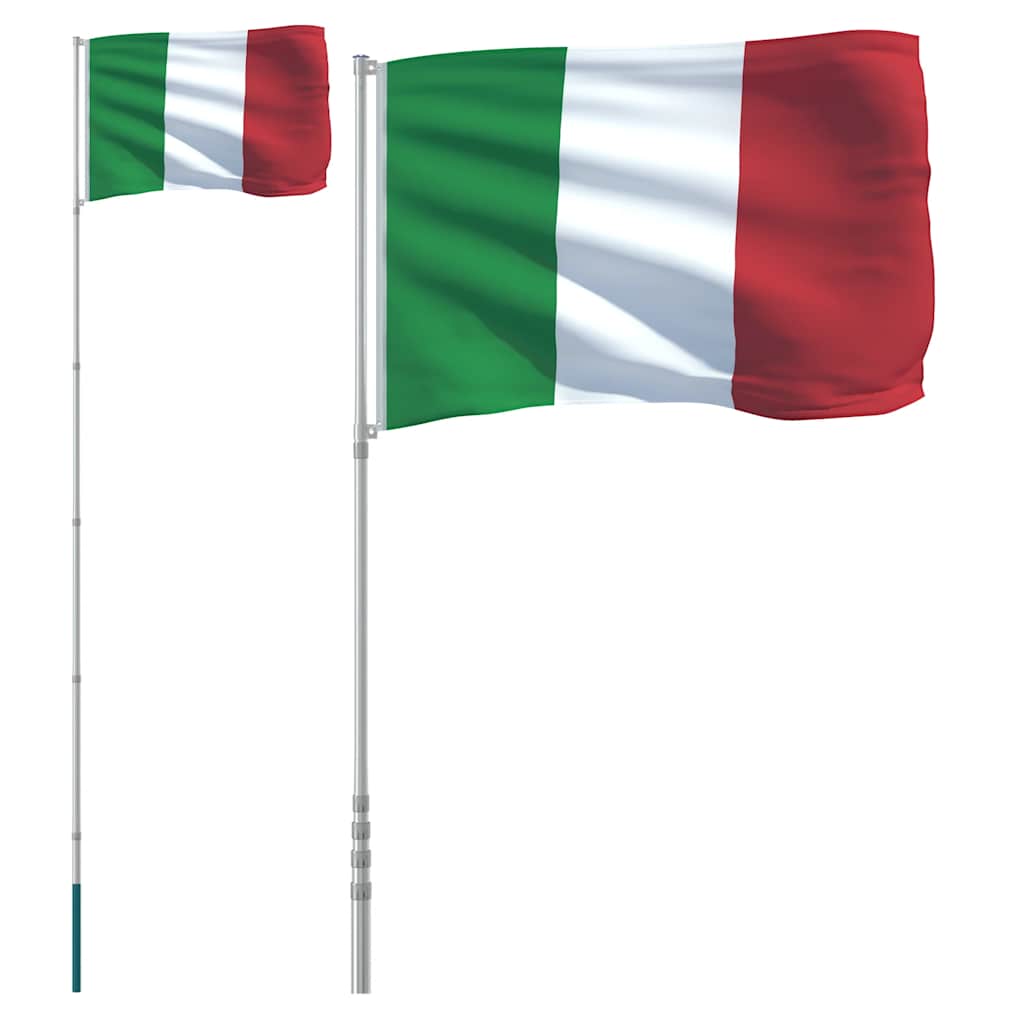 VIDAXL -Flag mit Flaggmast Italien 5,55 m Aluminium