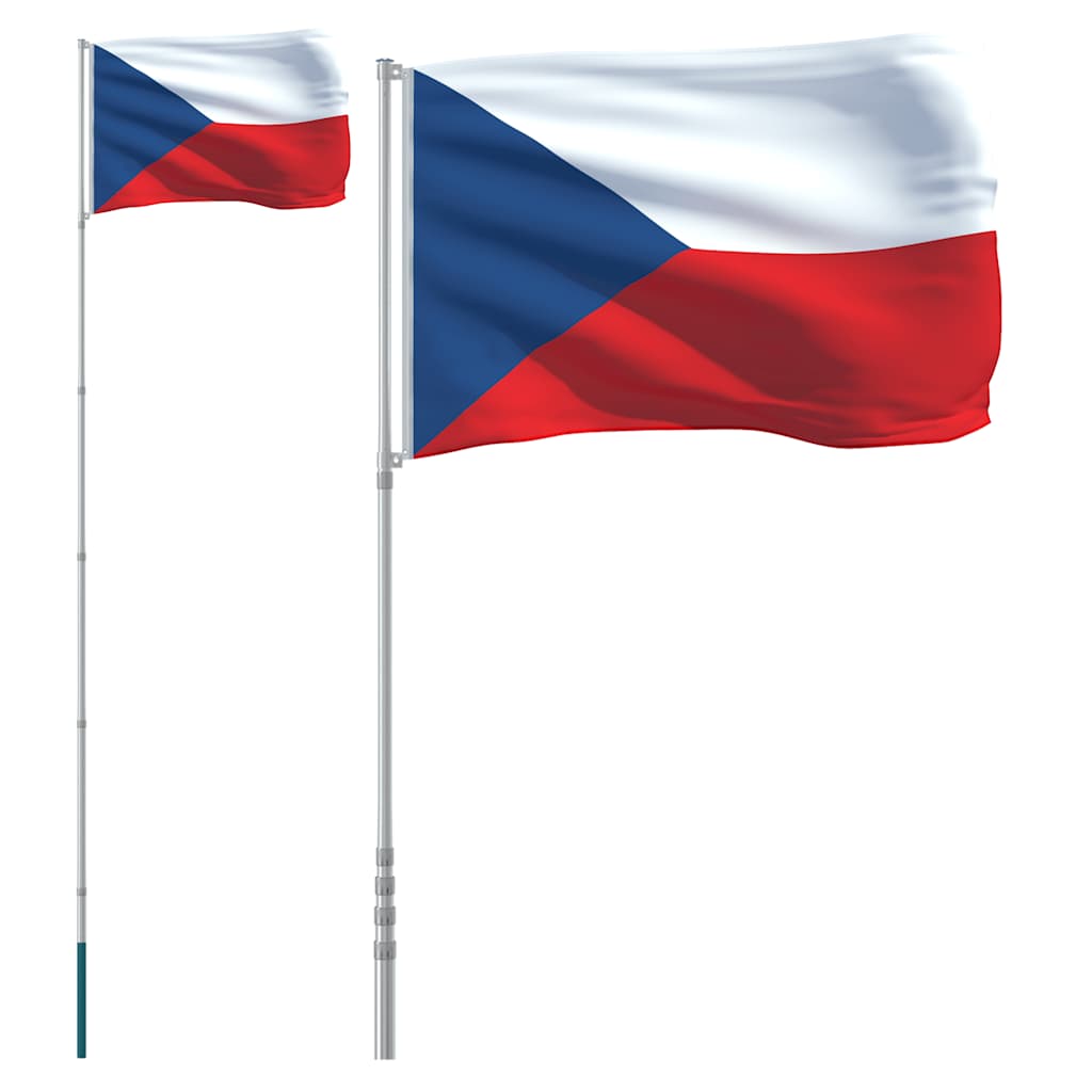 VIDAXL -Flagge mit Flagmpole Tschechische Republik 5,55 m Aluminium