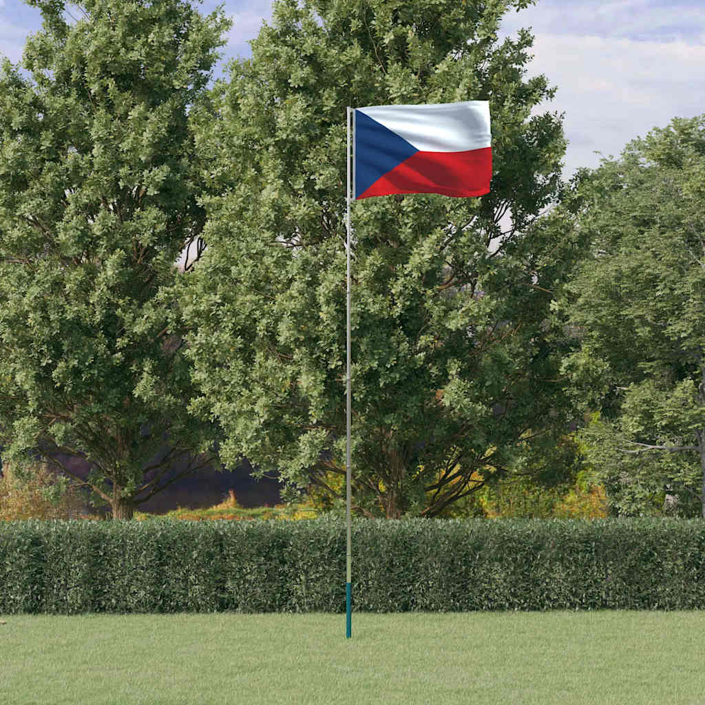 VIDAXL -Flagge mit Flagmpole Tschechische Republik 5,55 m Aluminium