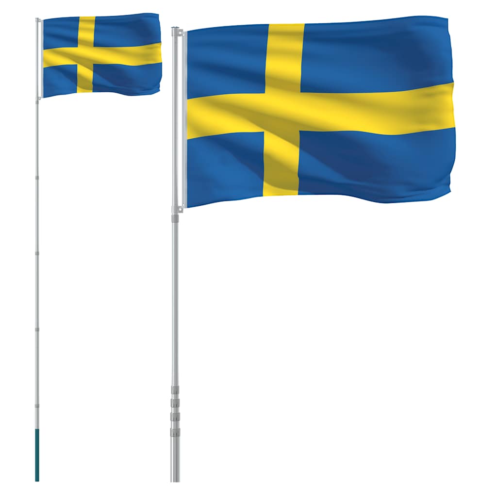 VIDAXL -Flag mit Flaggmastschweden 5,55 m Aluminium